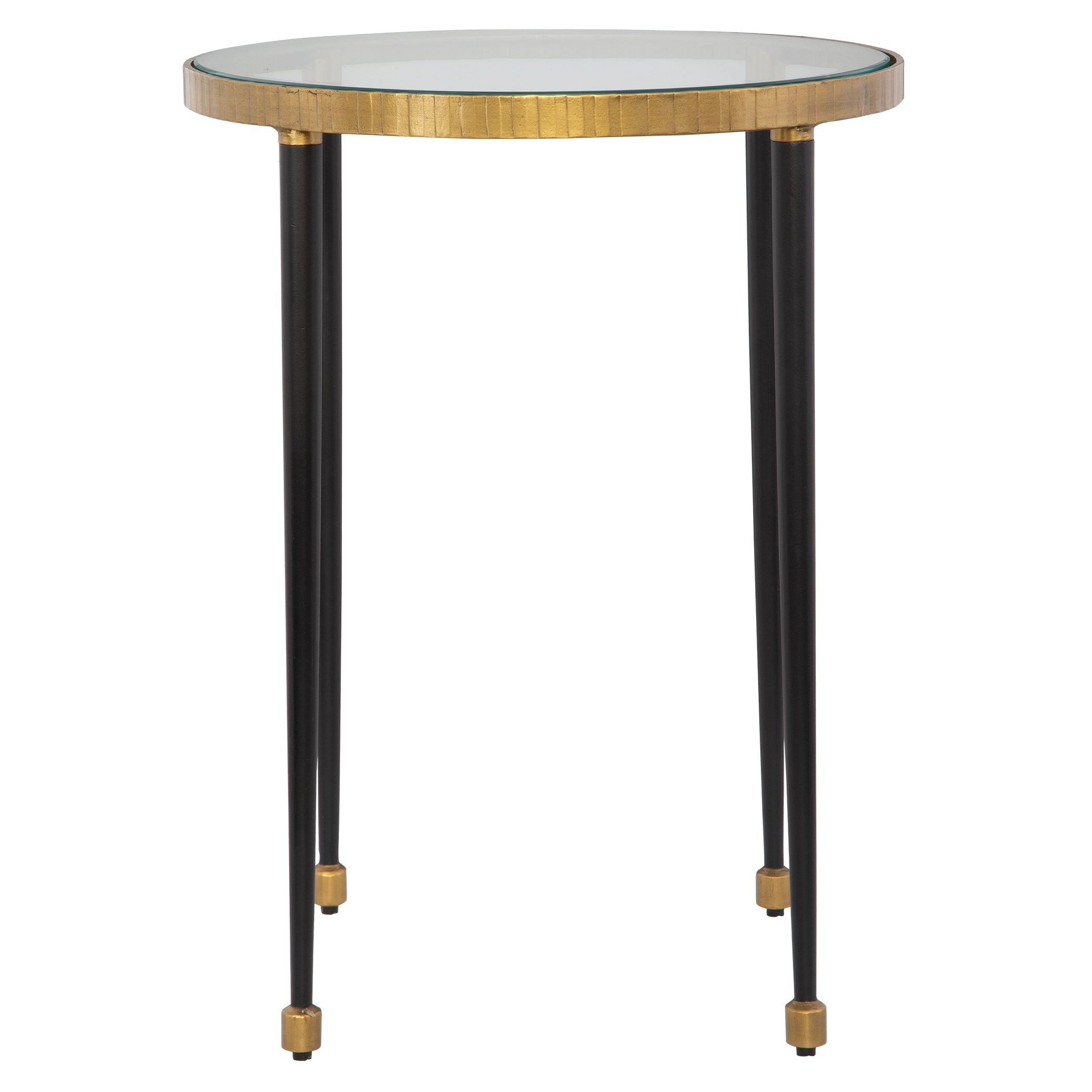 Gold Side Table Antique Stiletto Design with Glass Top