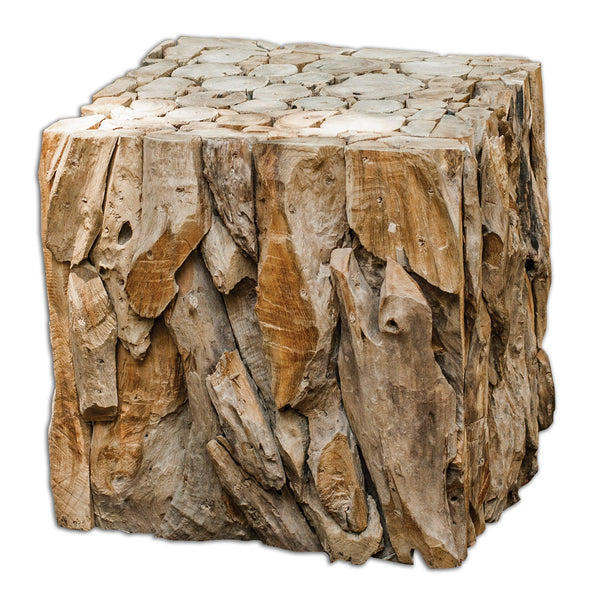 Accent Table Teak Root Bunching Cube 