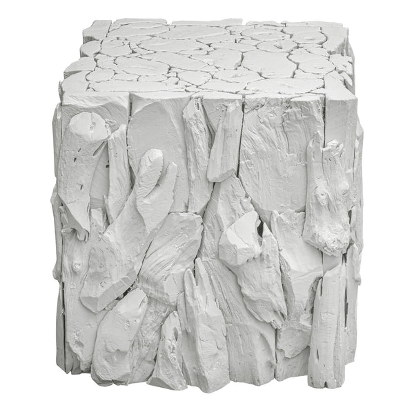 Accent Table Teak Root White Bunching Cube 