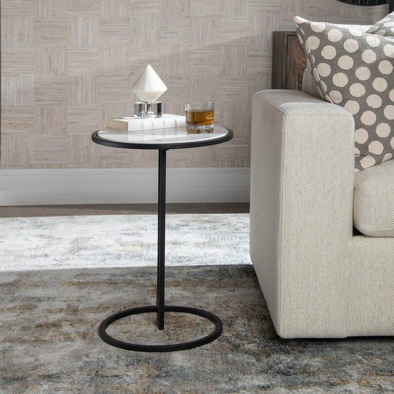 Accent Table Twofold White Marble Accent Table 