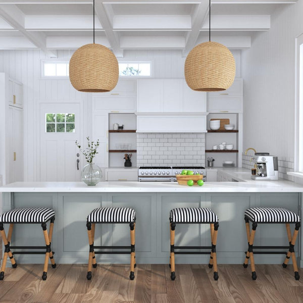 Bar & Counter Stools Braddock Backless Counter Stool // Navy Stripe 