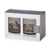  Admiral™ Hand-Etched Crystal Rocks Glasses - Smoke -Set of 2 