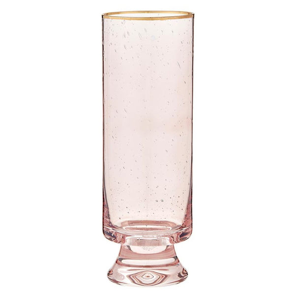Bar & Glassware Gold Rimmed Blush Seeded Glass Champagne Flute // Set of 2 