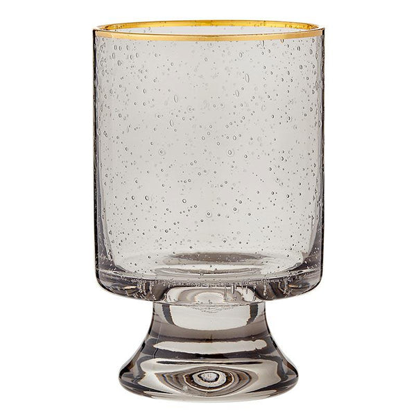Bar & Glassware Gold Rimmed Smoked Seeded Glass Old Fashioned // Set of 2 