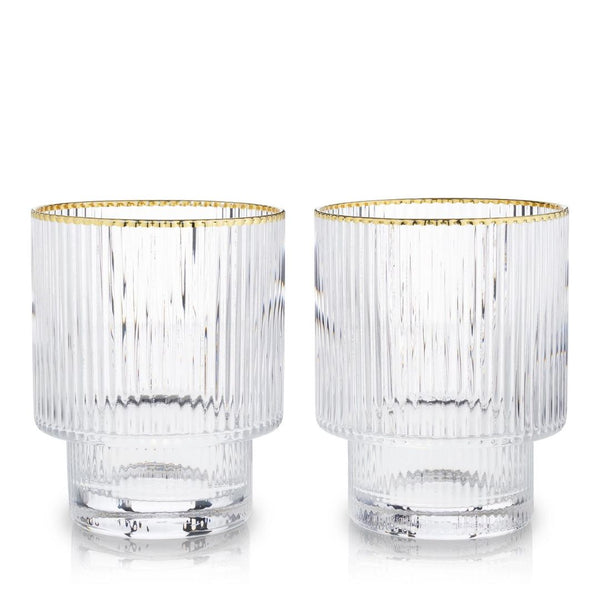 Bar & Glassware Meridian Gold Rimmed Lowball Tumblers // Set of 2 