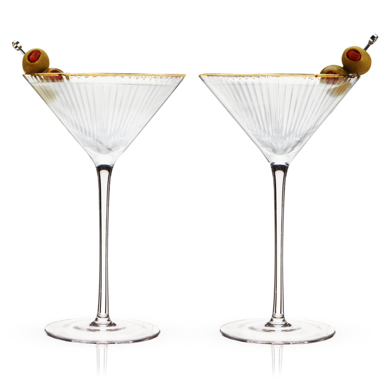 Bar & Glassware Meridian Ribbed Martini Glasses // Set of 2 