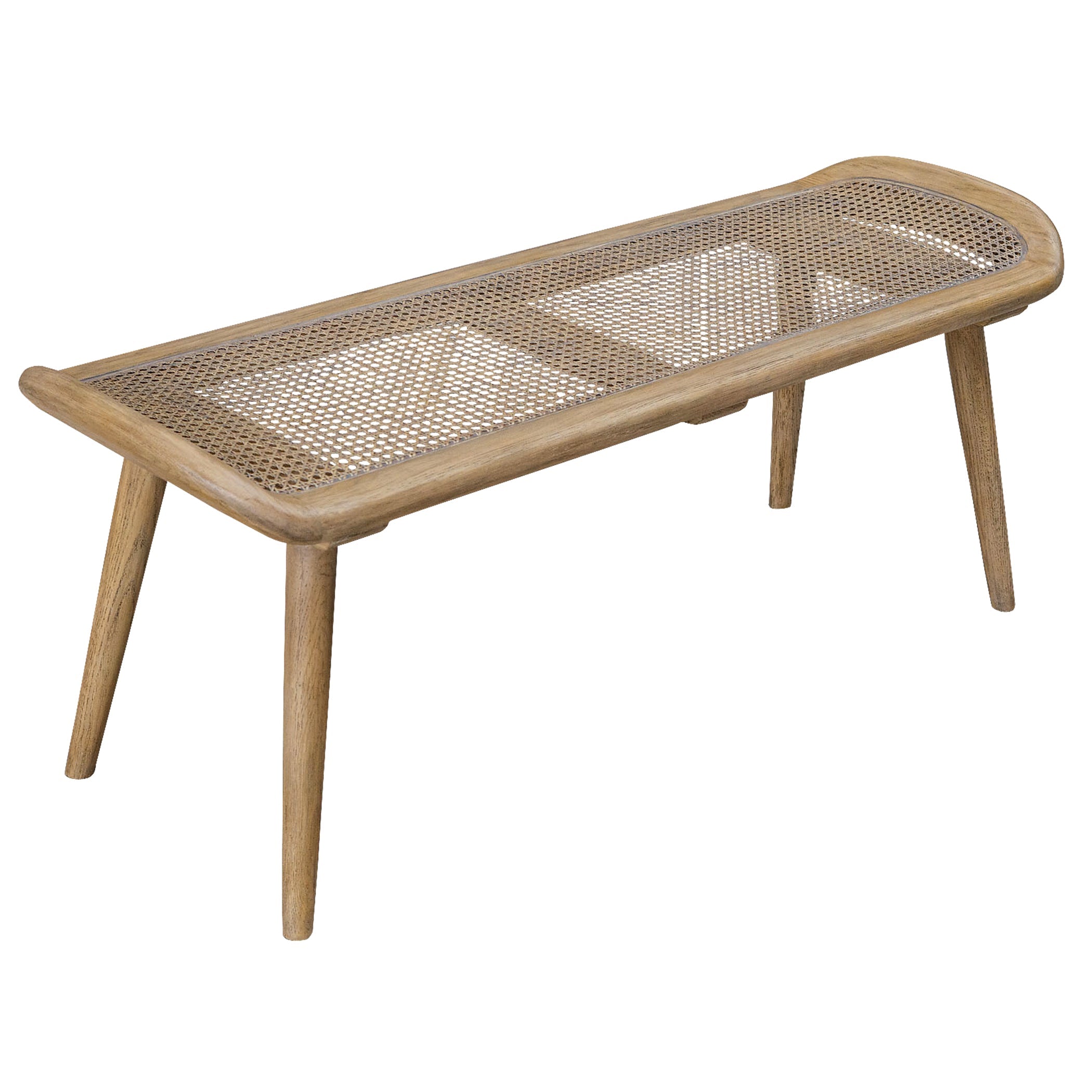 Woven Rattan Bench | Solid Oak | Scandinavian Style