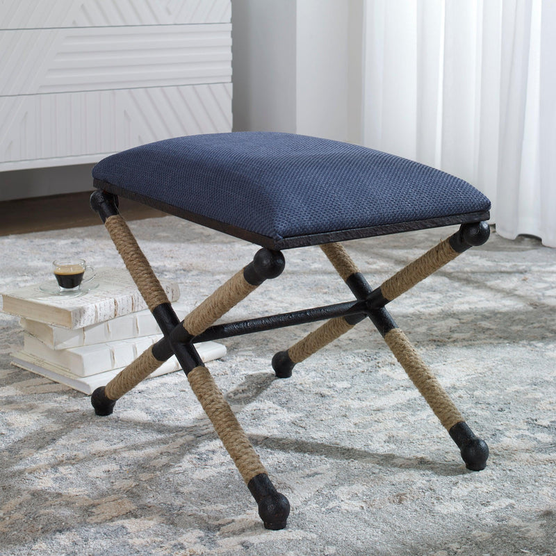 Benches, Ottomans & Stools Firth Small Navy Fabric Bench 