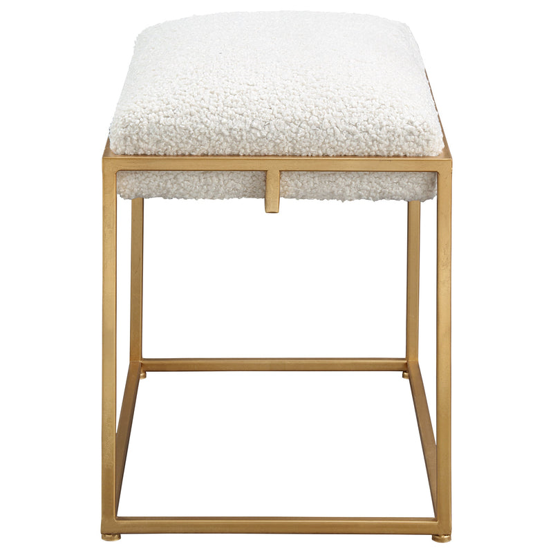 Benches, Ottomans & Stools Paradox Small Gold & White Shearling Bench 