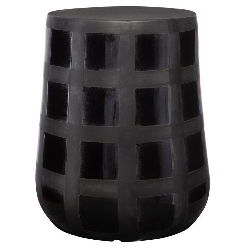 Benches, Ottomans & Stools Patchwork Gridded Black Garden Stool 