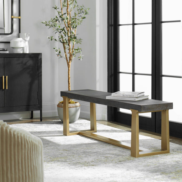 Benches, Ottomans & Stools Voyage Brass And Wood Bench 