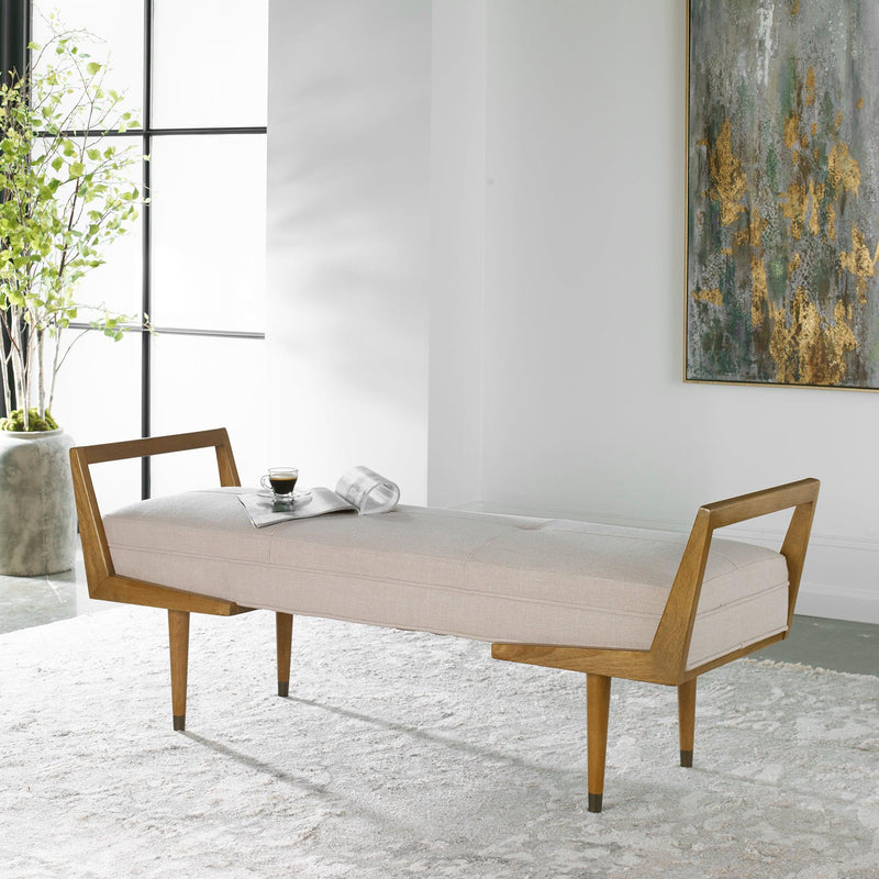 Benches, Ottomans & Stools Waylon Modern Ivory Bench 