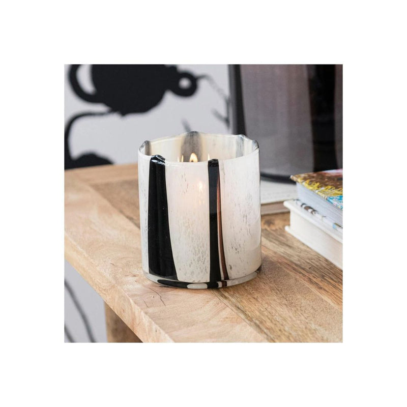 Candle Holders Safari Stripe 4" Round Glass Candle Holder/Vase // Cream 