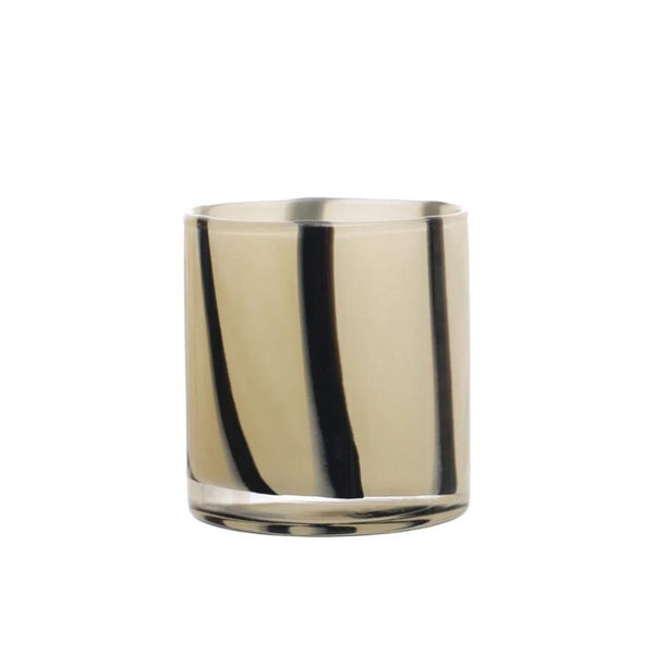 Candle Holders Safari Stripe 4" Round Glass Candle Holder/Vase // Cream 