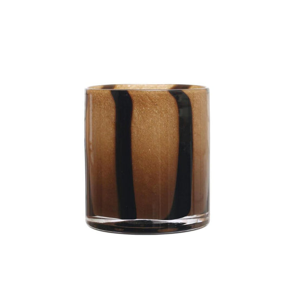 Candle Holders Safari Stripe 6" Round Glass Candle Holder/Vase // Brown 