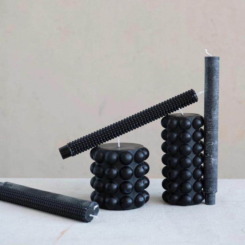 Candles & Matches Black Hobnail Pillar Candle - 2 Sizes 