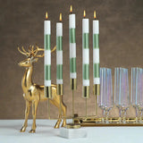Decor Green & White Stripe Taper Candles // Set of 6 