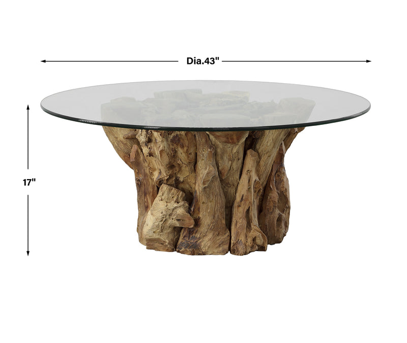 Coffee Table Driftwood Glass Top Large Coffee Table 
