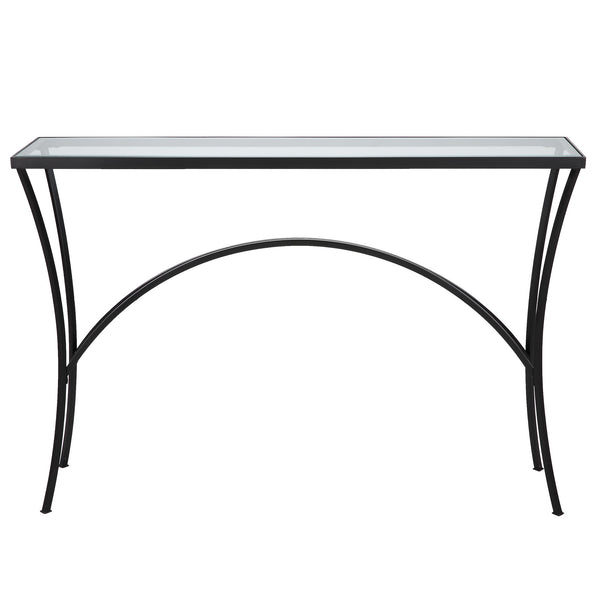 Console & Sofa Tables Alayna Black Metal & Glass Console Table 