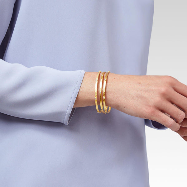 Jewelry Crescent Stone Gold Bangle // Turquoise 