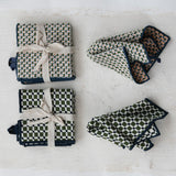 Kitchen Textiles Woven Cotton Dish Cloths with Stitched Edge, Set of 3 Tied with Cotton Tape, 2 Styles 