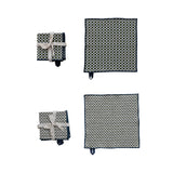 Kitchen Textiles Woven Cotton Dish Cloths with Stitched Edge, Set of 3 Tied with Cotton Tape, 2 Styles 