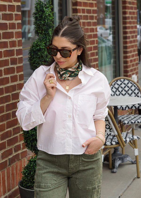 Lifestyle Logan Cropped Folded Cuff Blouse 