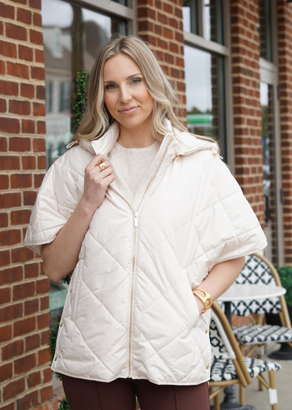 Lifestyle Carrie Quilted Short Sleeve Poncho 