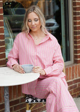  SIA STRAWBERRY PINK STRIPED PAJAMAS PANTS SET 