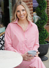  SIA STRAWBERRY PINK STRIPED PAJAMAS PANTS SET 