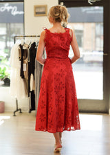 Lifestyle Luci Lace Corset Tie Midi Dress // Red 