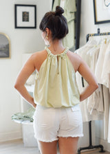Lifestyle Linnea Citrus Bubble Hem Braided Halter Top 