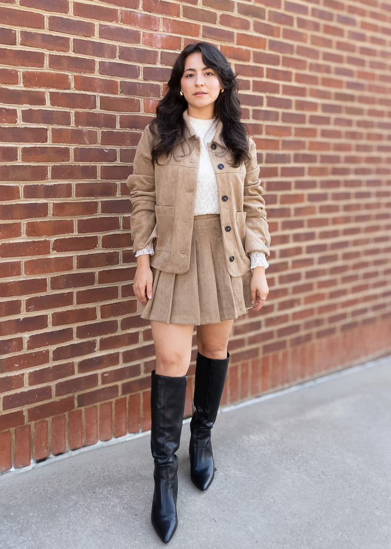 Junie Jacket - Vegan Suede Boxy // Tan