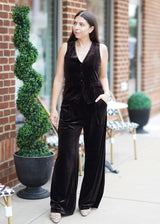 Fold Detail Velvet Pants