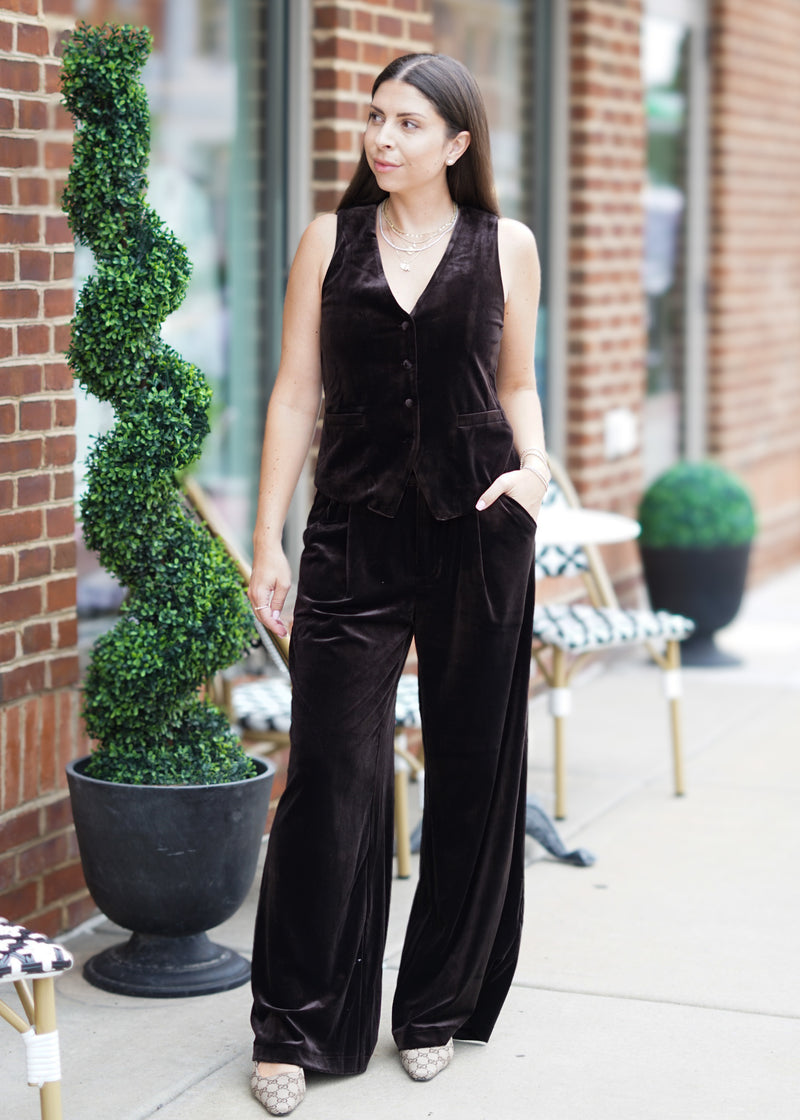 Fold Detail Velvet Pants