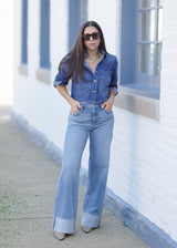 Parker Wide Leg Cuffed Jeans