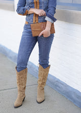 Della Denim & Faux Suede Slim Ankle Jean