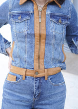 Lifestyle Della Denim and Faux Suede Zip Up Jacket 