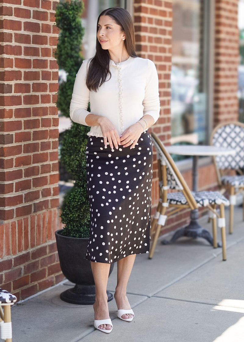 Lifestyle Delanie Black & White Polka Dot Skirt 