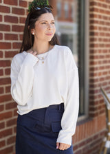 Rolled Hem Boxy Knit Top // Ecru