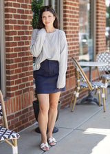 Rolled Hem Boxy Knit Top // Gray