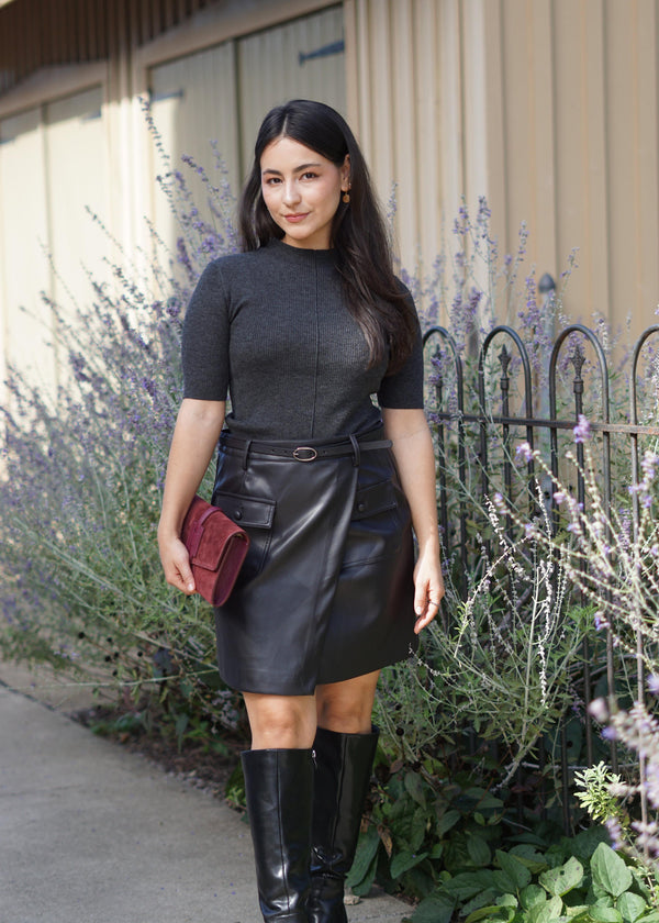 Lifestyle Elowin Faux Leather Wrap Skirt // Flint 