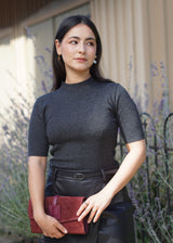 Maranda Short Sleeve Sweater // Charcoal
