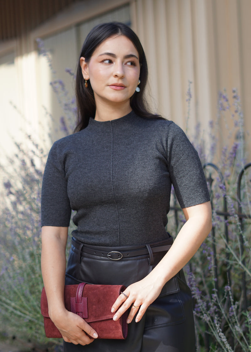 Maranda Short Sleeve Sweater // Charcoal
