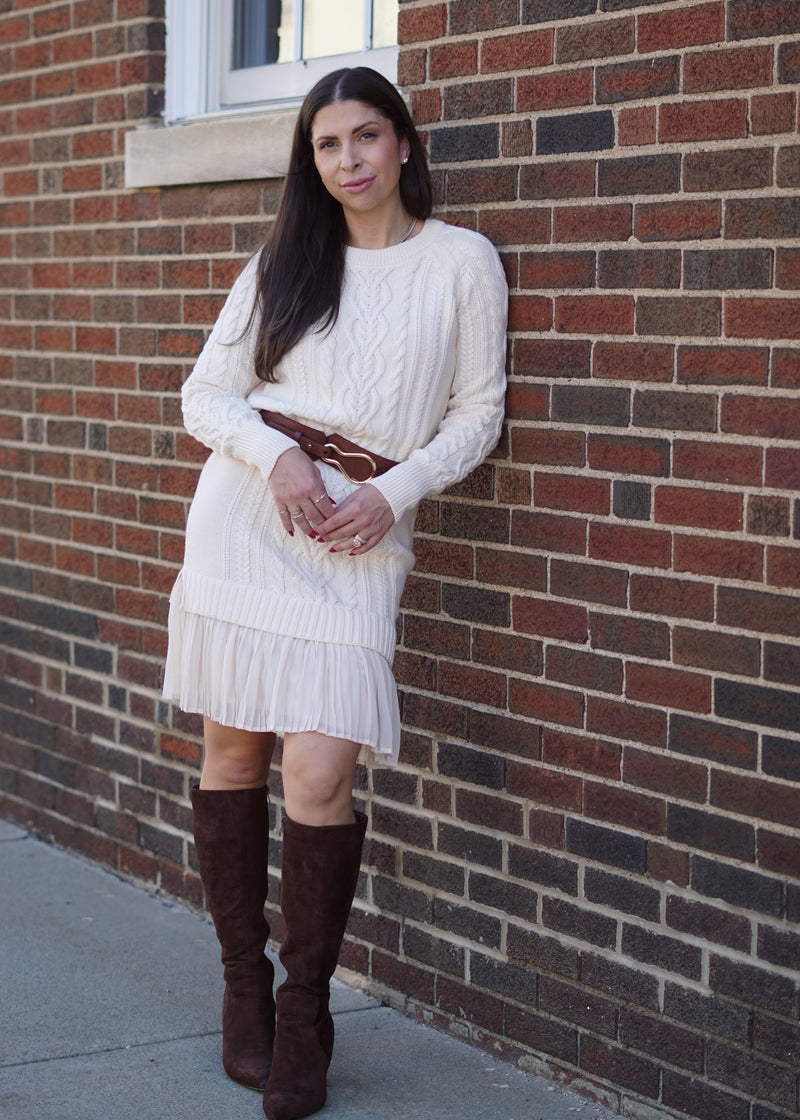 Greta Ruffle Hem Sweater Dress // Moonstone