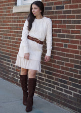 Greta Ruffle Hem Sweater Dress // Moonstone