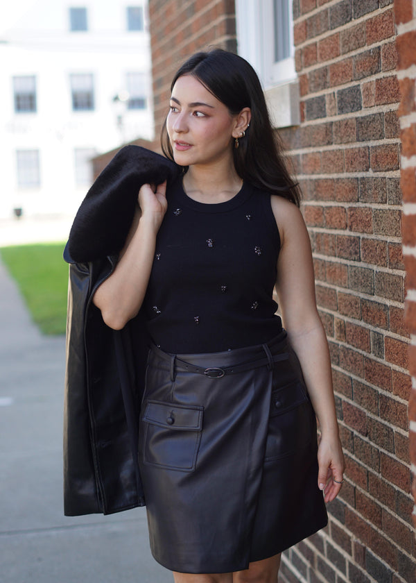 Lifestyle Elowin Faux Leather Wrap Skirt // Flint 