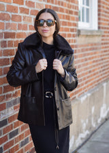 Maud Vegan Leather Jacket // Black