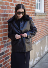 Maud Vegan Leather Jacket // Black