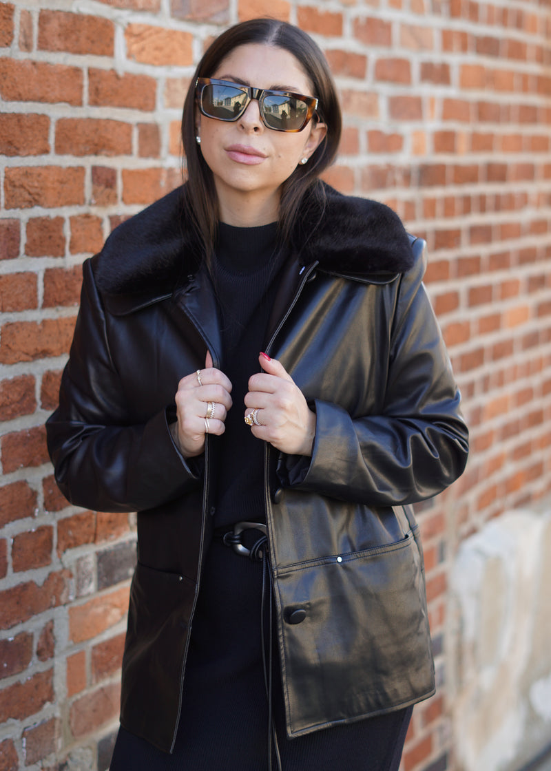 Maud Vegan Leather Jacket // Black